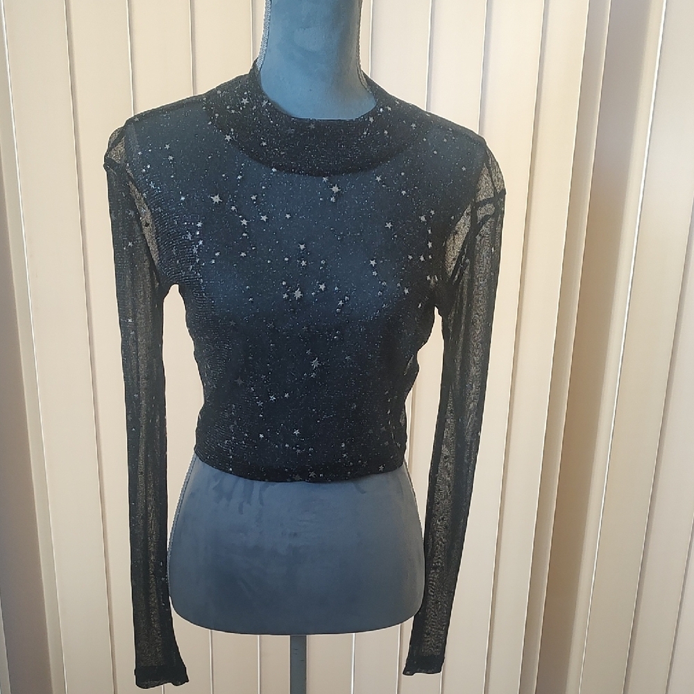 Black Sheer Starry Women's Top